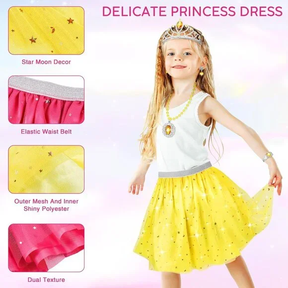 strapless open back dress PicassoTiles 20 Piece Fairytale Royal Princess Dress Up Kit